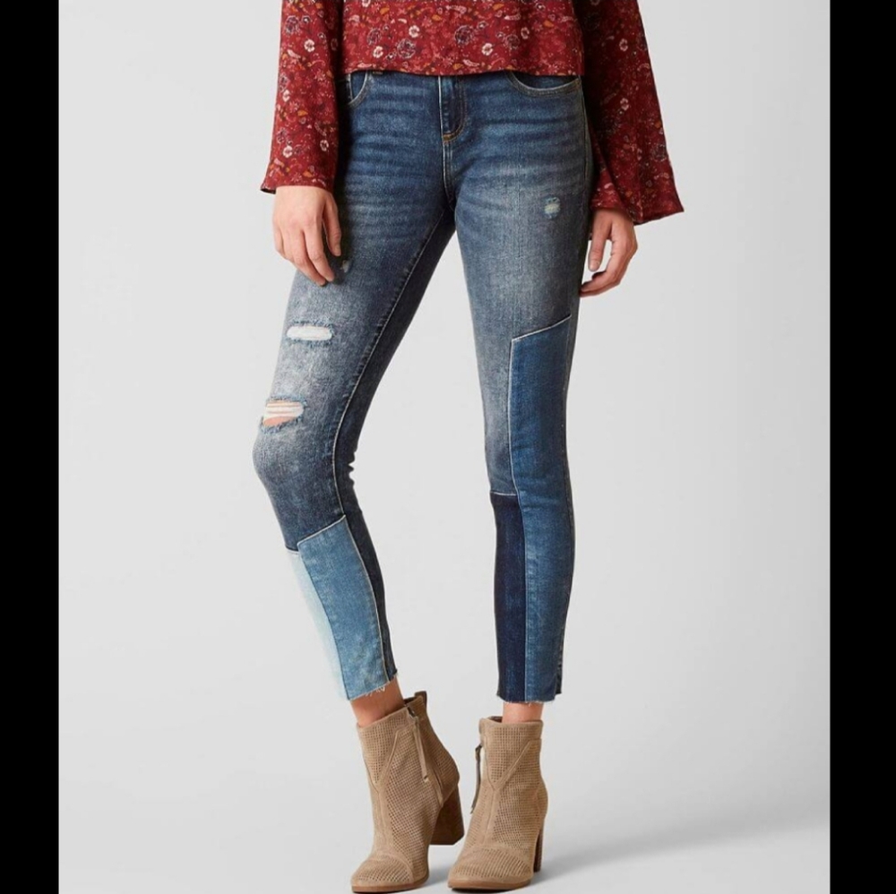 Miss Me Patchwork Out Of Sight Ankle Skinny Jeans - Rare - Picture 10 of 10